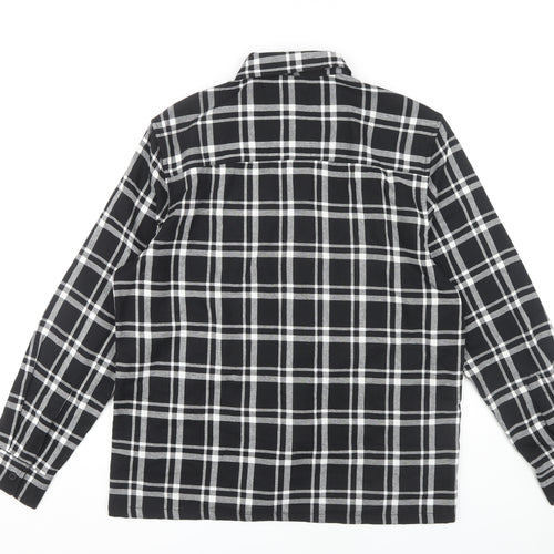 Topman Men's Black Plaid Button-Up Shirt, Size L