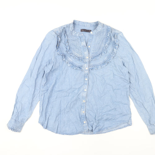 Marks and Spencer Women's Blue Ruffle Blouse, Size 14