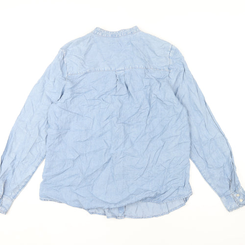 Marks and Spencer Women's Blue Ruffle Blouse, Size 14