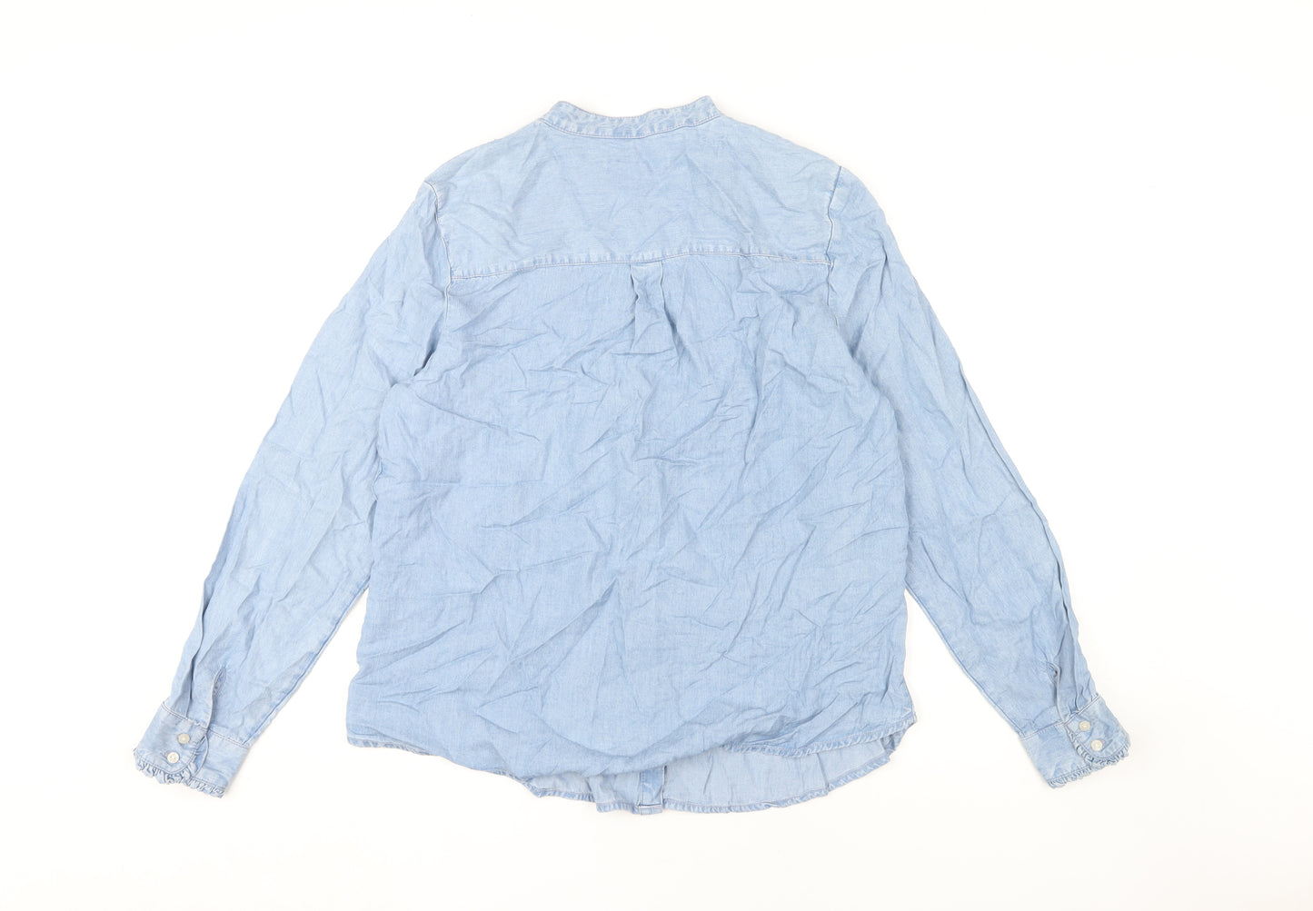 Marks and Spencer Women's Blue Ruffle Blouse, Size 14