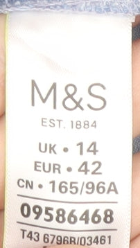 Marks and Spencer Women's Blue Ruffle Blouse, Size 14