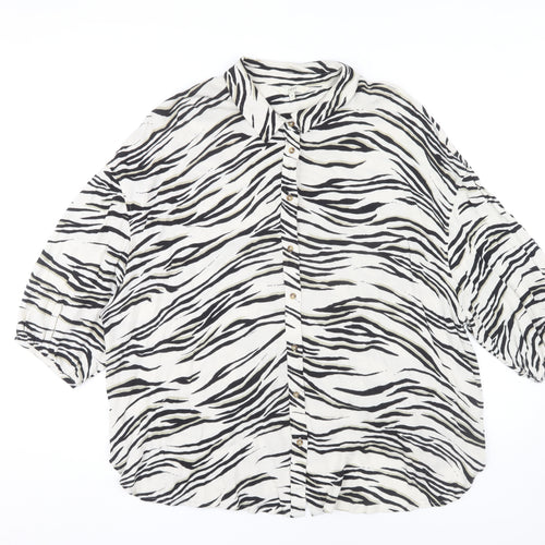 Next Women's Multicoloured Zebra Print Button-Up 3/4 Sleeve Blouse