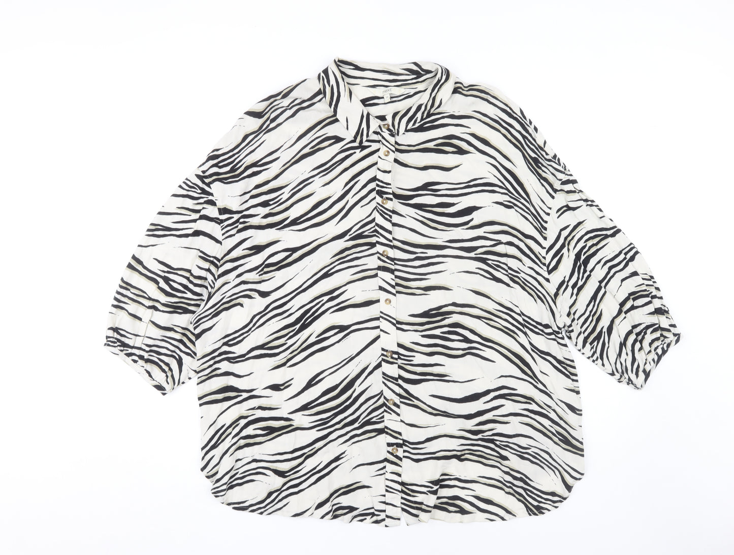 Next Women's Multicoloured Zebra Print Button-Up 3/4 Sleeve Blouse