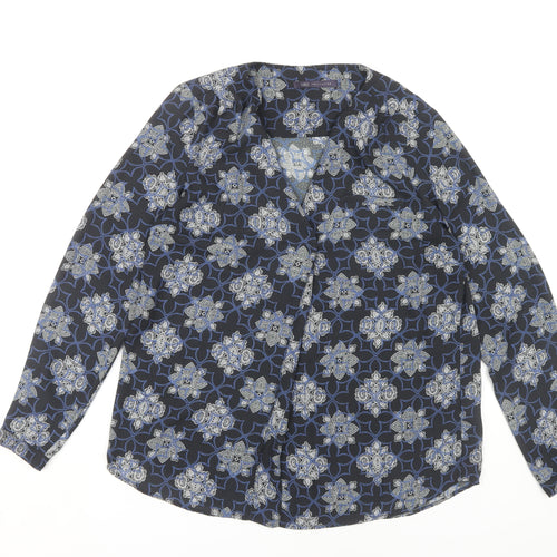 Marks and Spencer Women's Blue Floral Blouse, Size 10