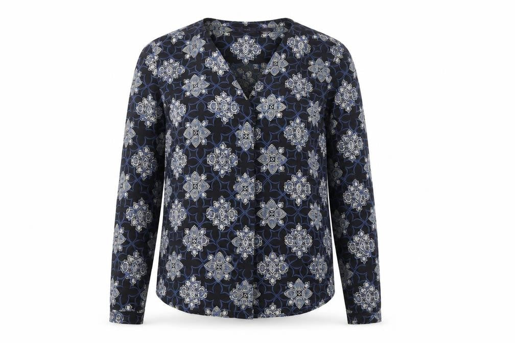 Front view of Marks & Spencer Women's Blue Floral Blouse, size 10