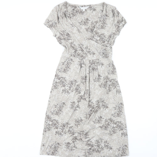 Rocha John Rocha Women's Beige Floral Wrap Dress Size 8