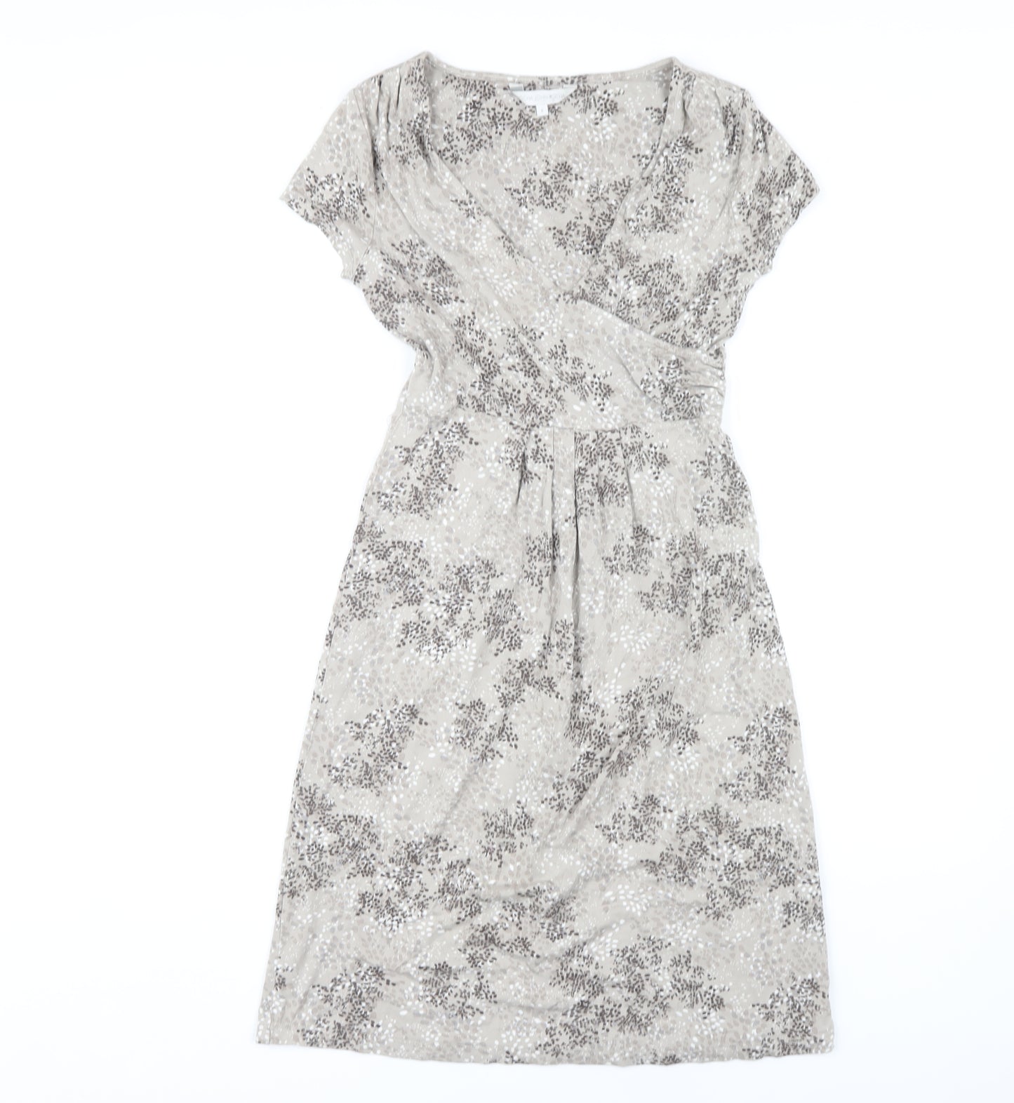 Rocha John Rocha Women's Beige Floral Wrap Dress Size 8