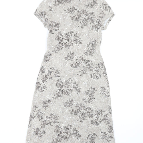 Rocha John Rocha Women's Beige Floral Wrap Dress Size 8