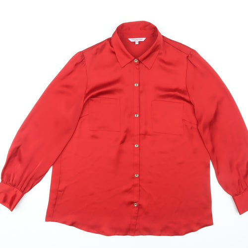 Debenhams Women's Red Blouse Size 16, Button Accents