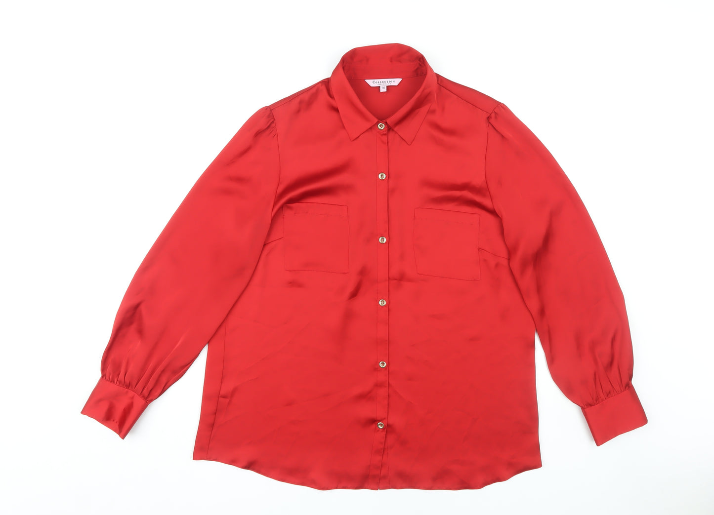 Debenhams Women's Red Blouse Size 16, Button Accents