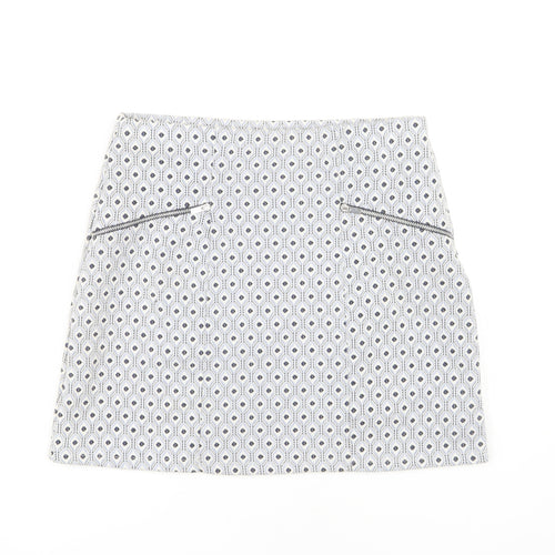 New Look Women's Geometric Pencil Skirt, Size 12, Black/Ivory