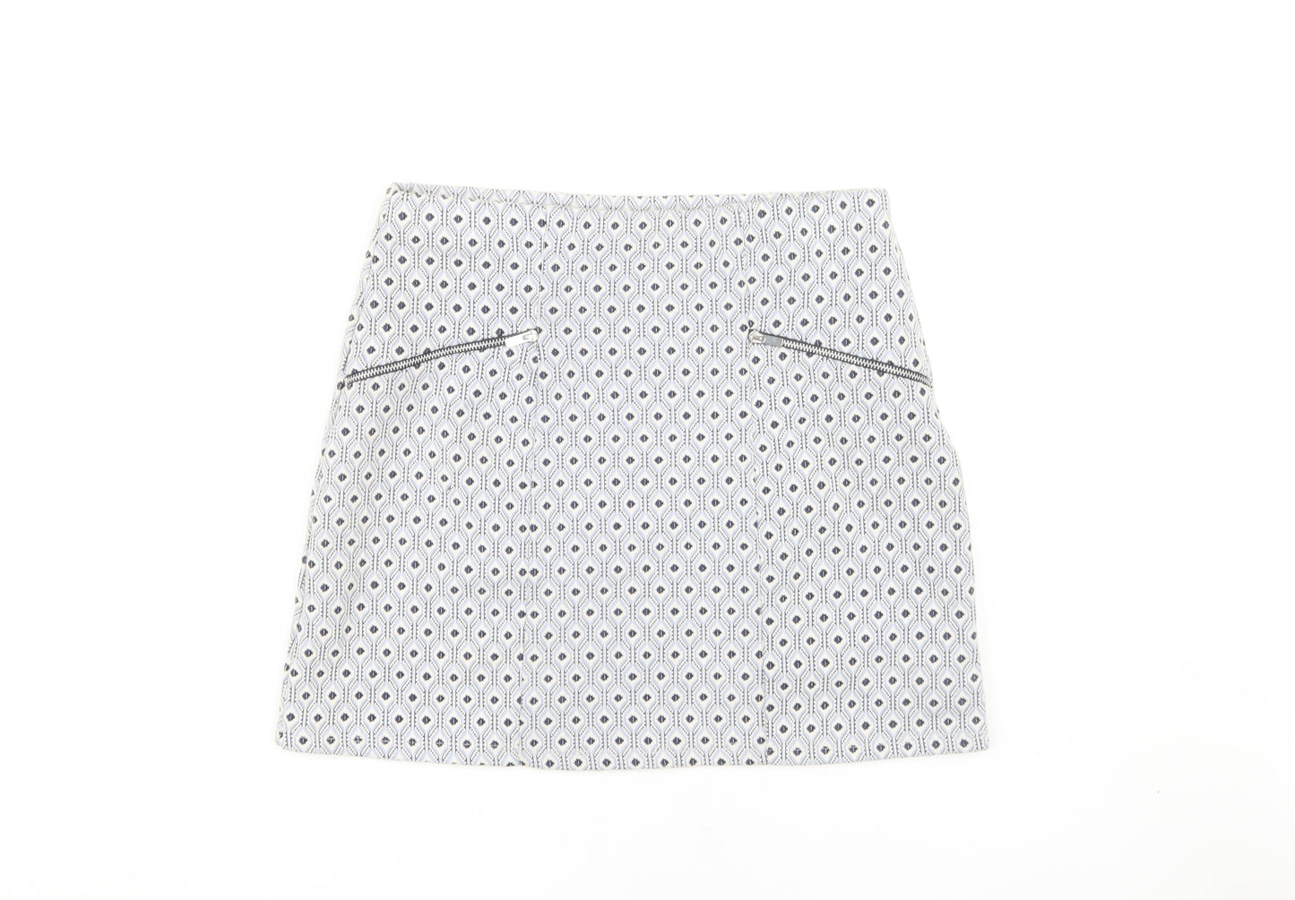 New Look Women's Geometric Pencil Skirt, Size 12, Black/Ivory