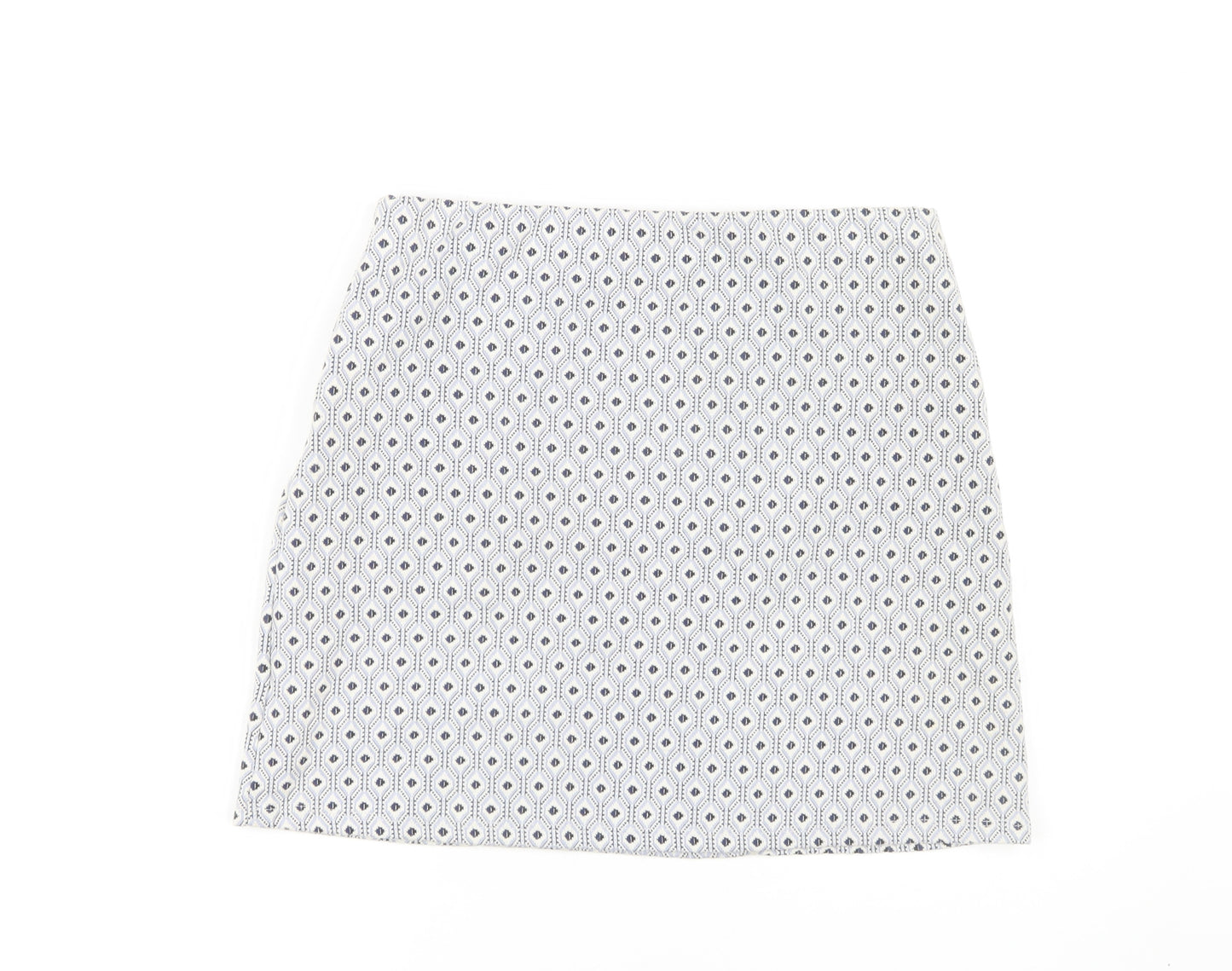 New Look Women's Geometric Pencil Skirt, Size 12, Black/Ivory