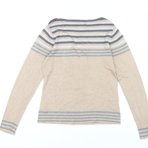 Jasper Conran Women's Beige Striped Pullover Jumper Size 14