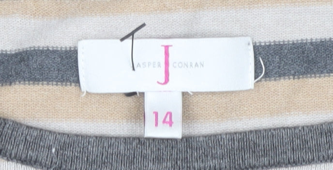 Jasper Conran Women's Beige Striped Pullover Jumper Size 14