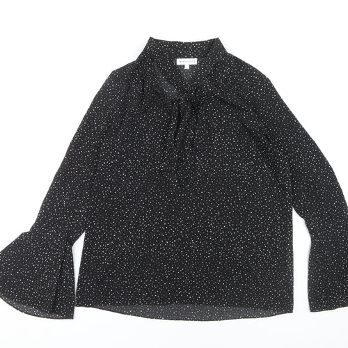 Warehouse Women's Black Polka Dot Bell Sleeve Blouse Size 10