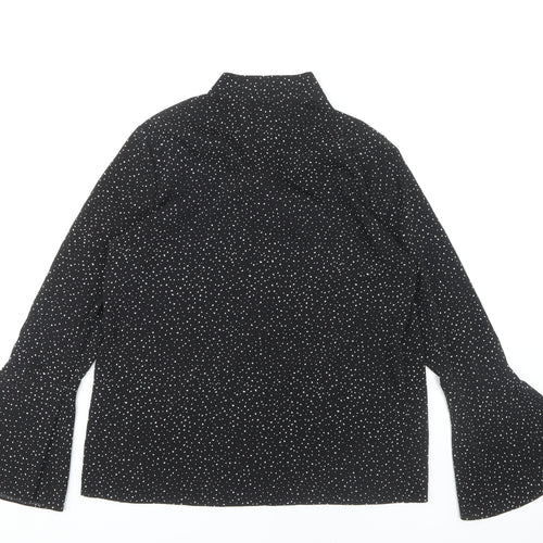 Warehouse Women's Black Polka Dot Bell Sleeve Blouse Size 10
