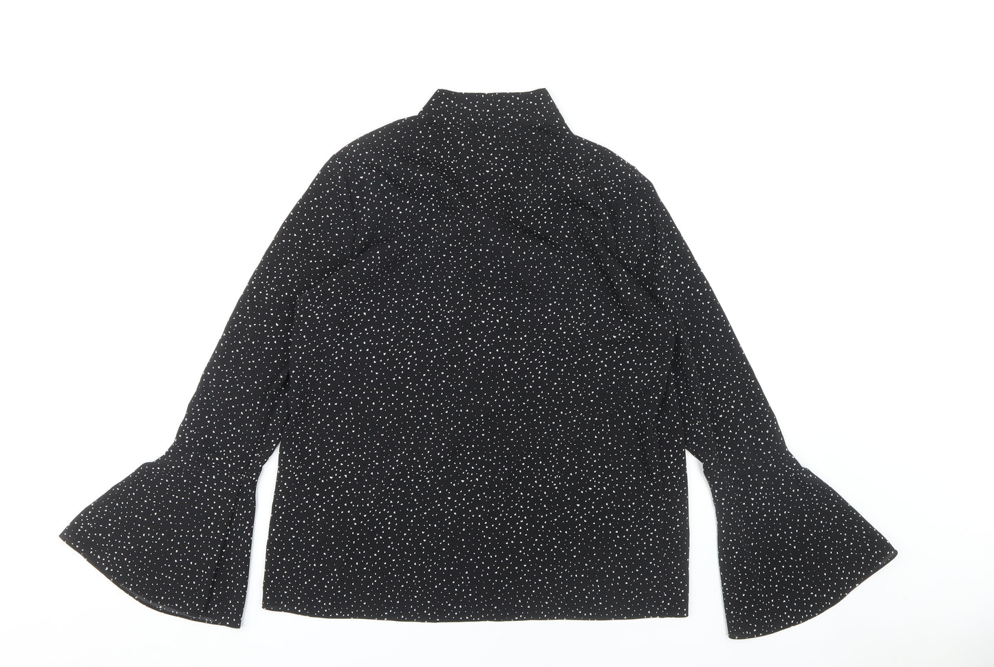 Warehouse Women's Black Polka Dot Bell Sleeve Blouse Size 10