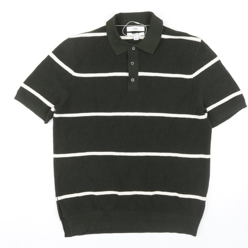 Marks and Spencer Men’s Green Striped Polo Shirt M