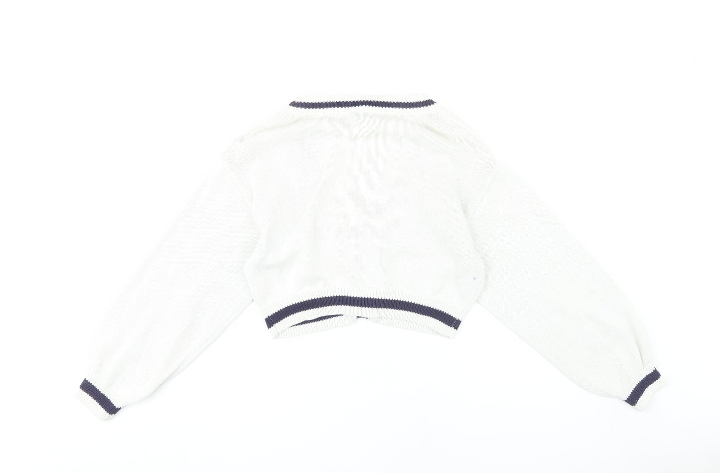 H&M Women's White Cable-Knit Cardigan V-Neck S