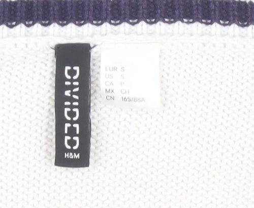 H&M Women's White Cable-Knit Cardigan V-Neck S