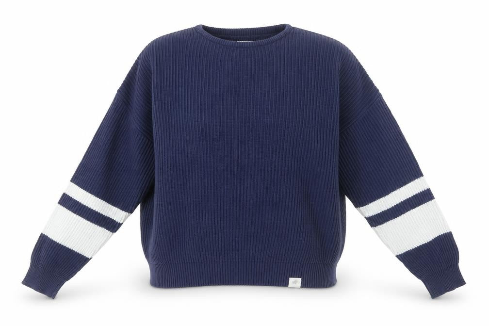 Front view of Pull&Bear Women's Blue Striped jumper S