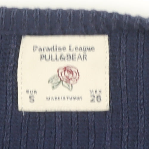 Pull & Bear Women's Blue Striped Pullover Jumper S