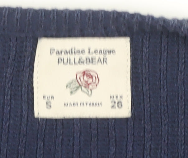 Pull & Bear Women's Blue Striped Pullover Jumper S