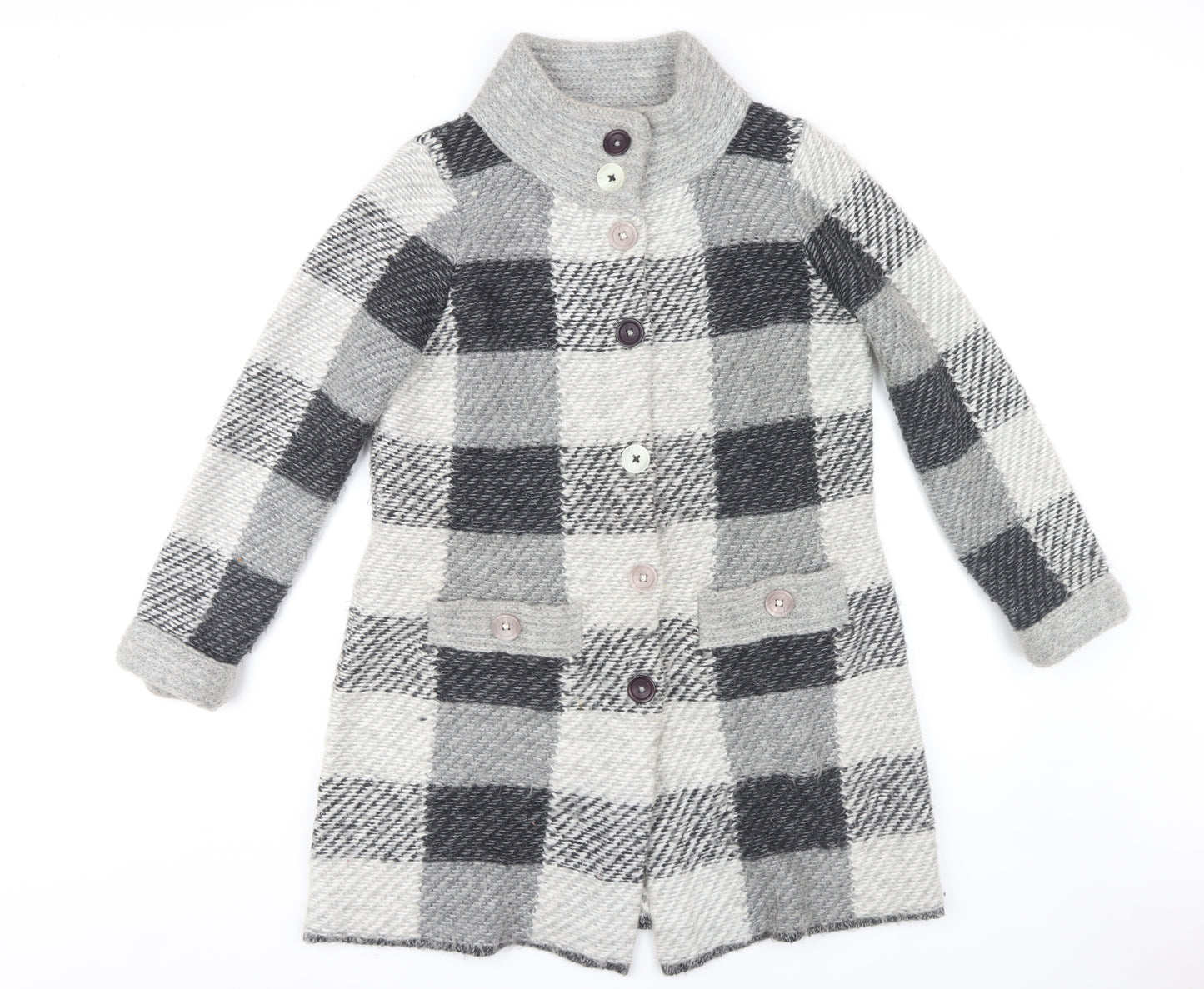 Marks and Spencer Women's Grey Check Long Coat Size L