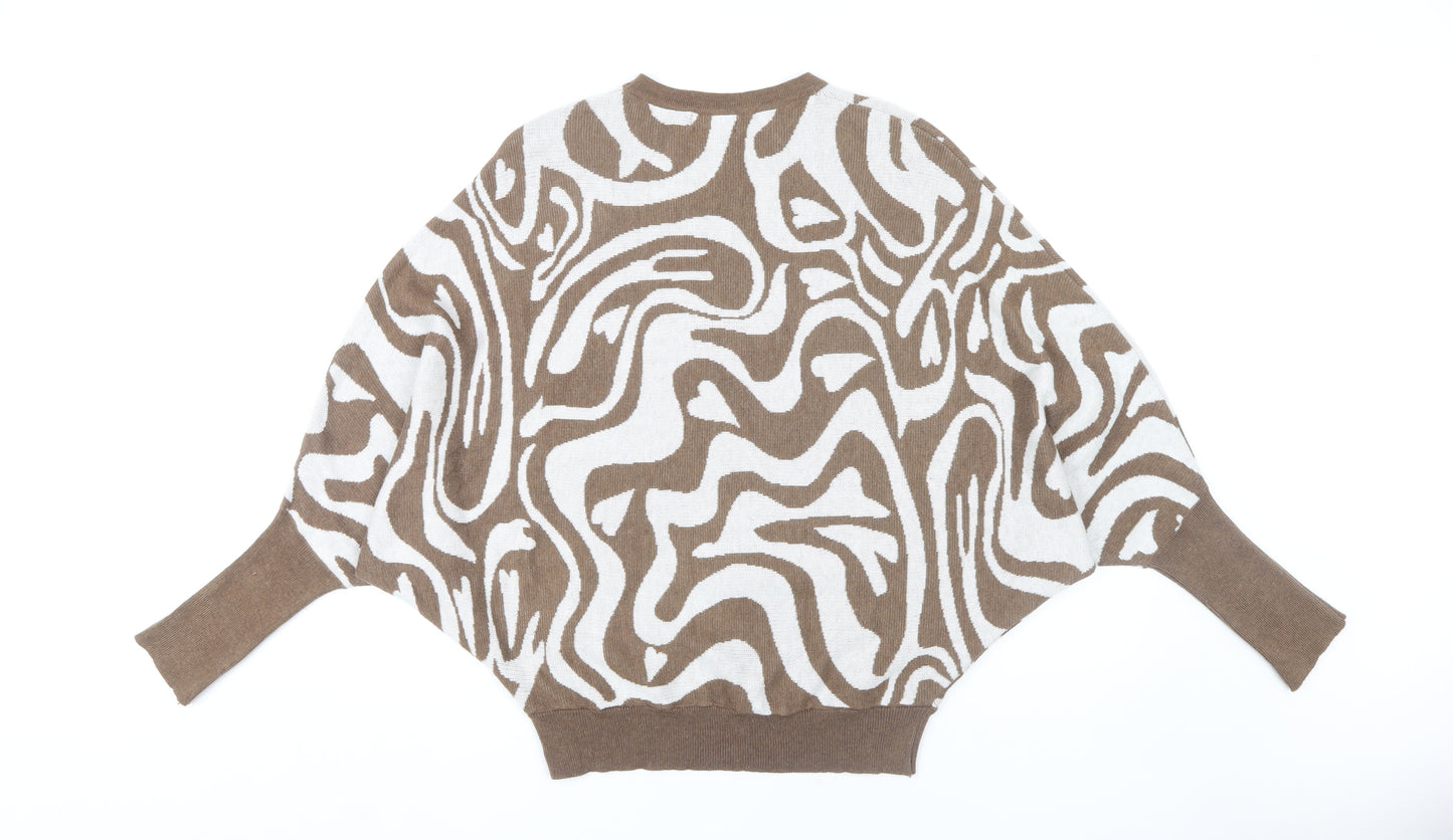Wild Flower Women's Brown Geometric Jumper M/L