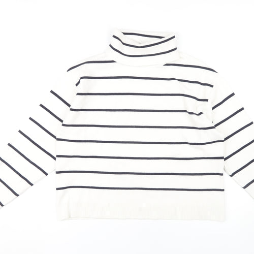 MNG Women's White Striped Pullover Jumper (Size S)