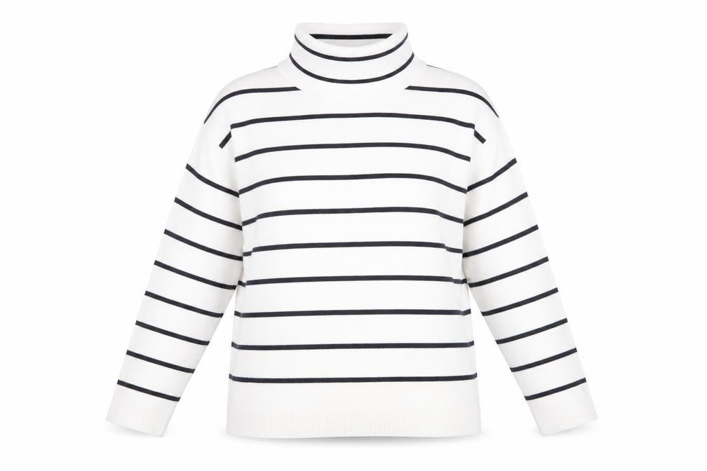 Front view of Mango Women's White Striped jumper (Size S)