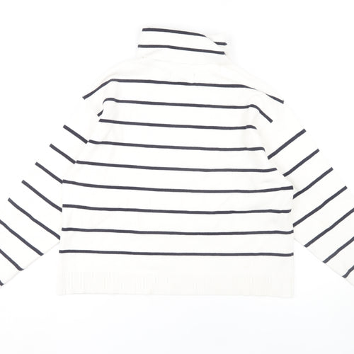 MNG Women's White Striped Pullover Jumper (Size S)