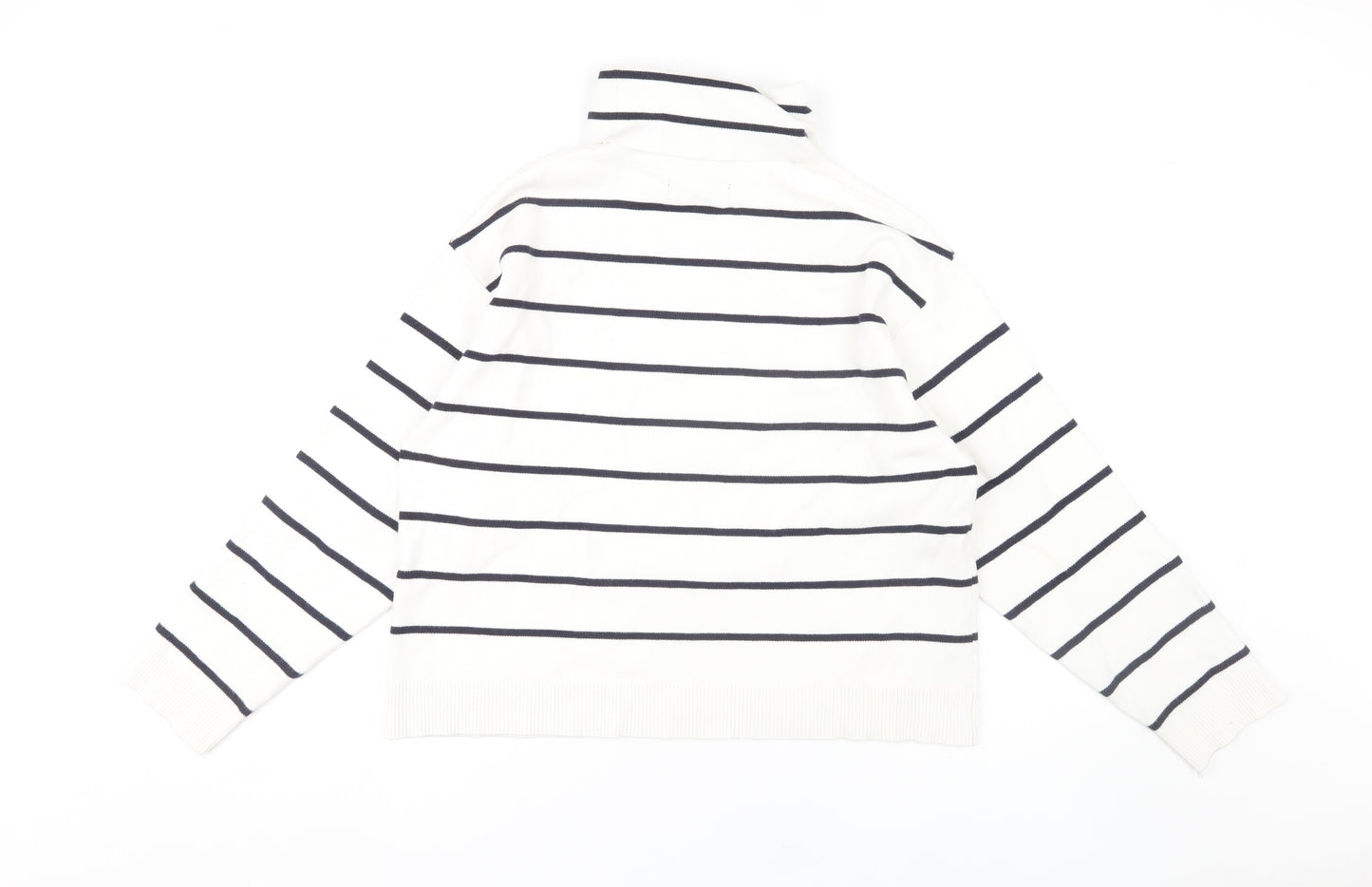 MNG Women's White Striped Pullover Jumper (Size S)