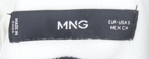 MNG Women's White Striped Pullover Jumper (Size S)