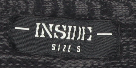 INSIDE Men's Grey Collared Button Jumper Size S