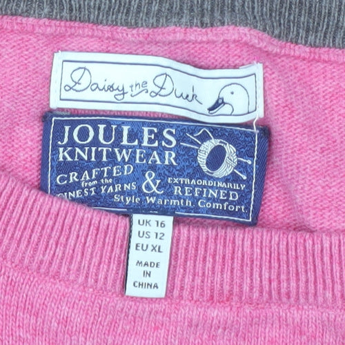 Joules Women's Pink Duck Pullover Jumper, Size 16