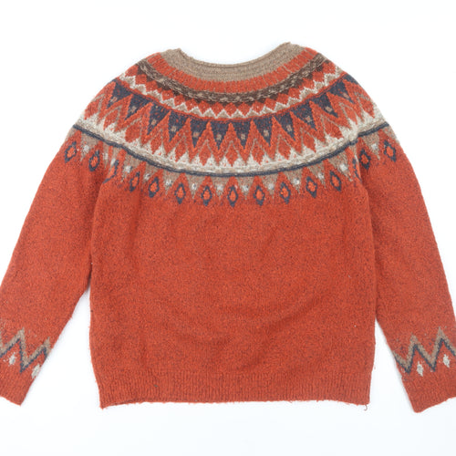 Weird Fish Women's Red Pullover, Size 12, Fair Isle