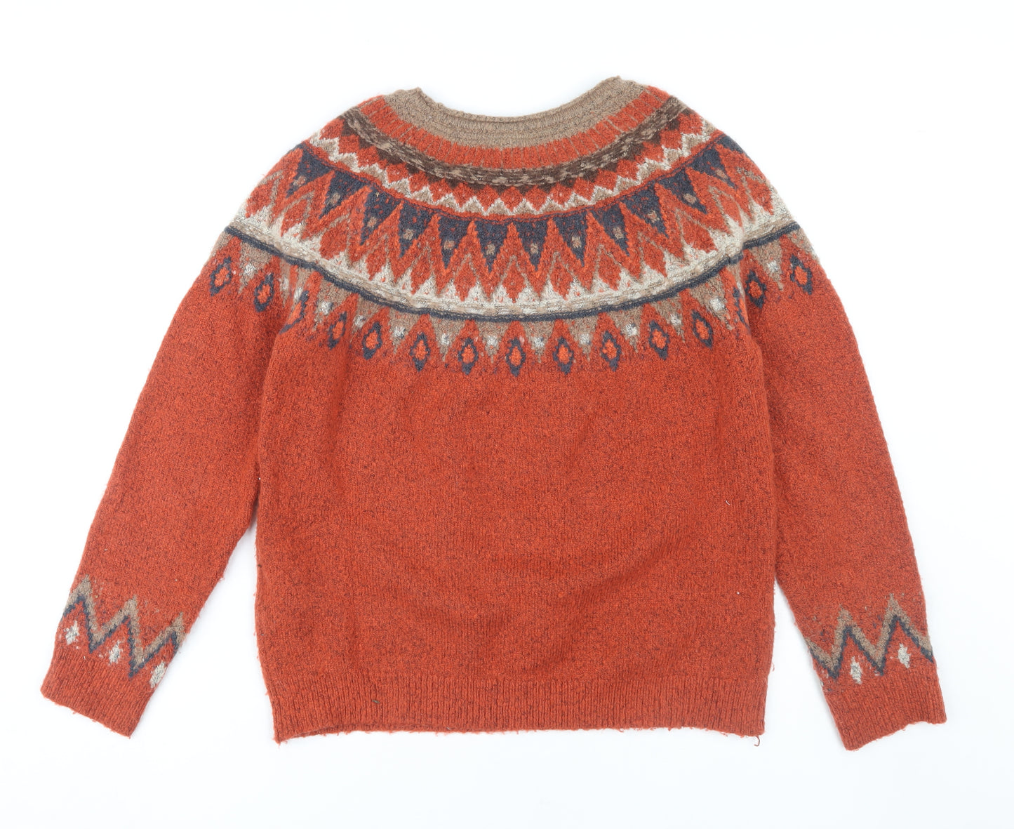 Weird Fish Women's Red Pullover, Size 12, Fair Isle