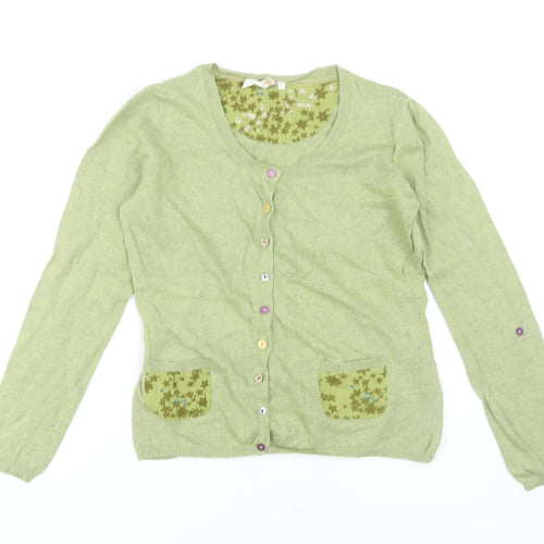 White Stuff Women’s Green Cardigan, Size 12, Cotton Blend