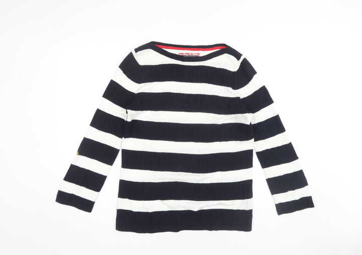 Maine Women's Black Striped Pullover Jumper Size 14