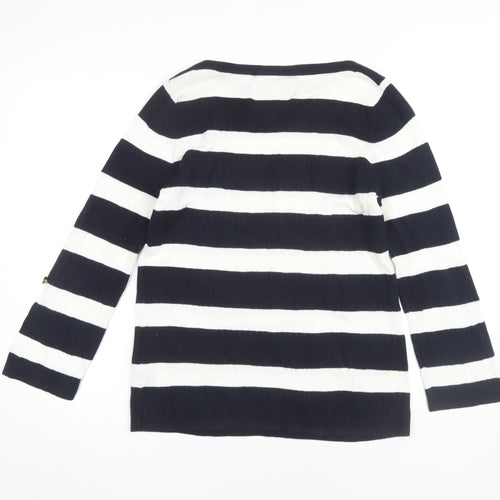 Maine Women's Black Striped Pullover Jumper Size 14