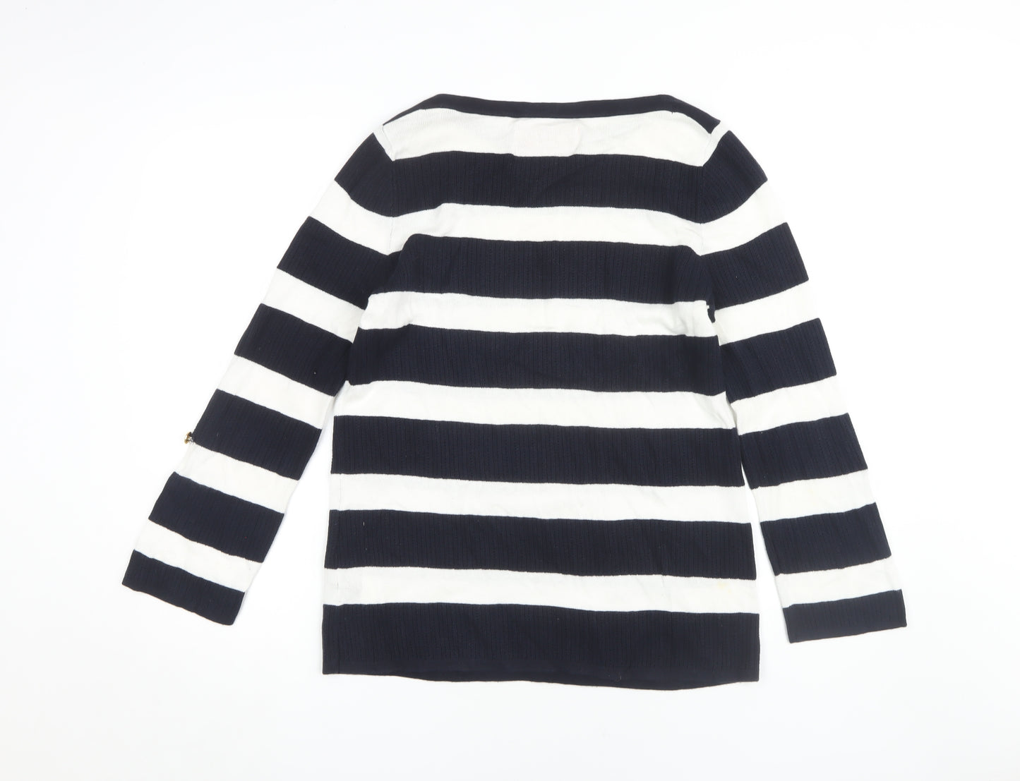 Maine Women's Black Striped Pullover Jumper Size 14