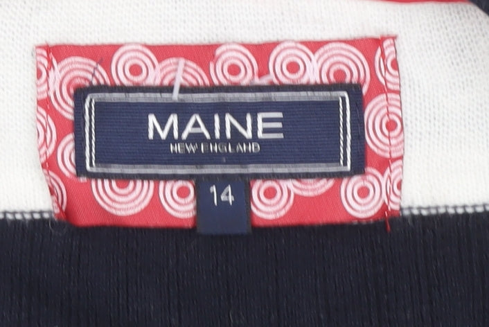 Maine Women's Black Striped Pullover Jumper Size 14