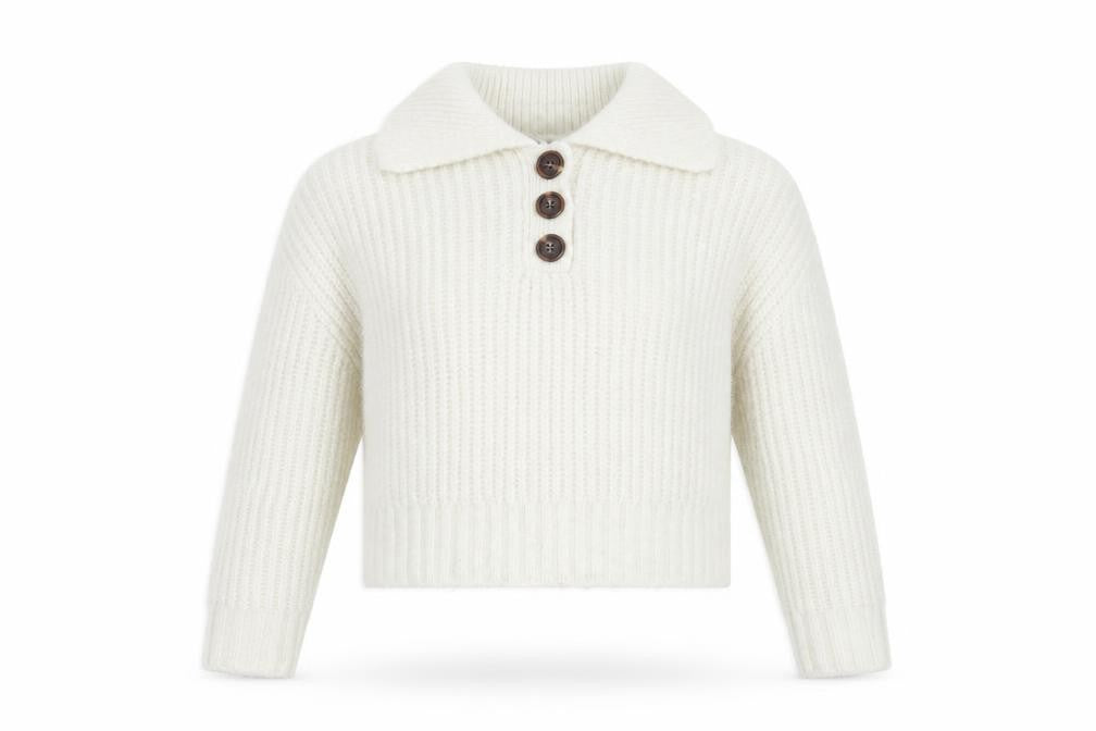 Front view of Vero Moda Women's Ivory Henley Knit Jumper XS