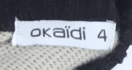 Okaïdi Boys Striped Henley Jumper, Black/Grey/Beige, 4 Years