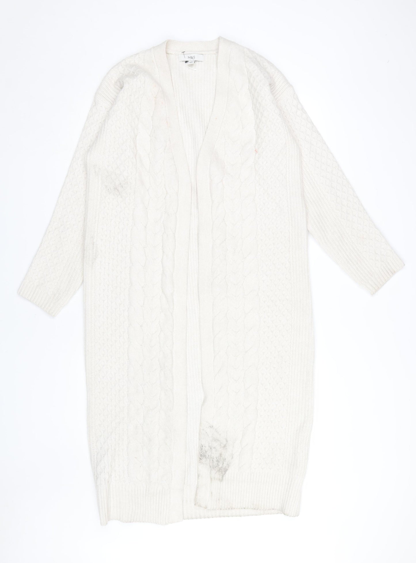 Marks and Spencer Women's Ivory Cable-Knit Cardigan Size S
