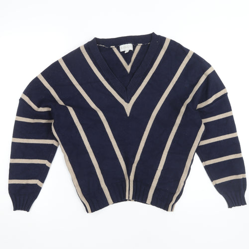 Apricot Women's Blue Striped V-Neck Pullover Jumper