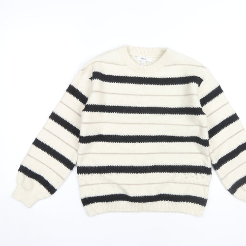 Marks and Spencer Women's Beige Striped Jumper, Size S