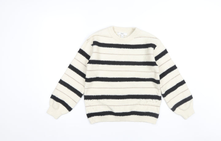 Marks and Spencer Women's Beige Striped Jumper, Size S